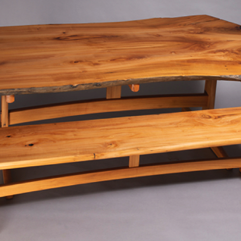 Madrone Table and Bench from above.